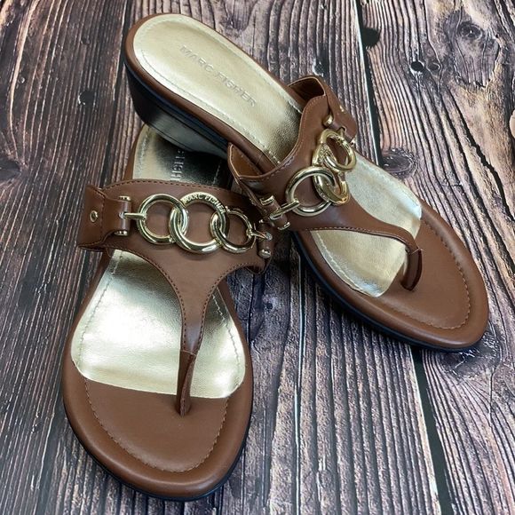 Marc Fisher Brown Manmade Sandals 8M - Picture 7 of 8